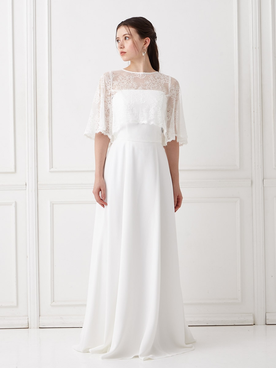 レースケープ付き2WAYホワイトドレス(M オフホワイト): AIMER | エメ