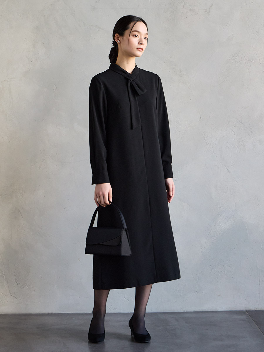 喪服・礼服】【WEB限定】リボンタイデザイン前開きブラックフォーマル