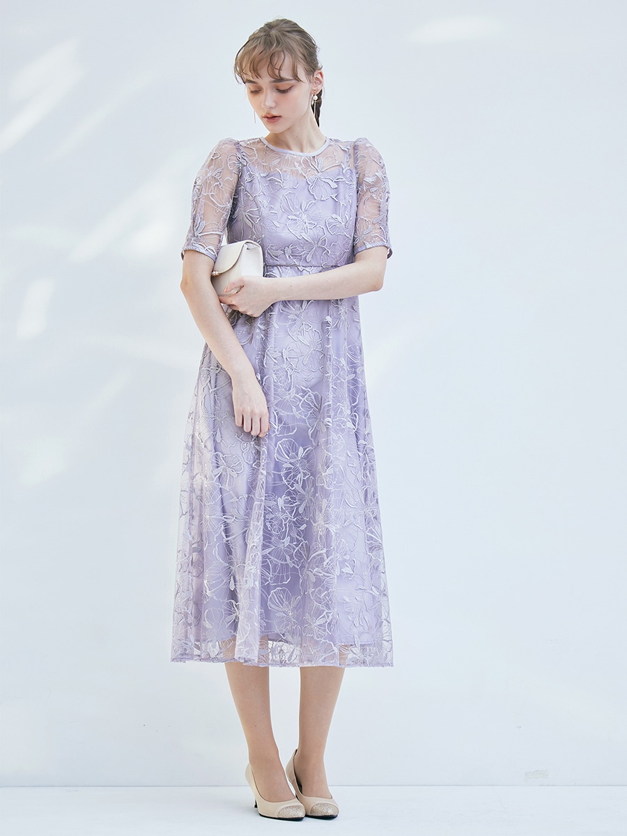 試着キャンペーン対象】ビオラモチーフスパンコール刺繍バックシャン