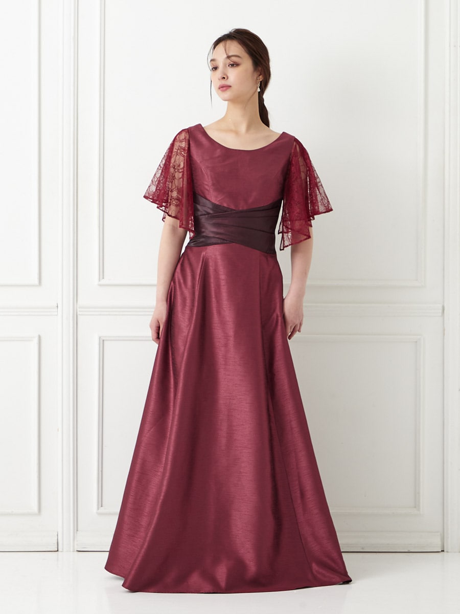 WEB限定】シャンタンカラーロングドレス(M ワイン): AIMER | エメ