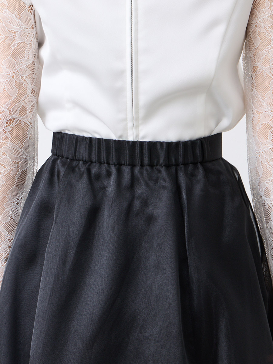 シャンブレーオーガンジーフレアスカート(9号 ブラック): AIMER | エメ