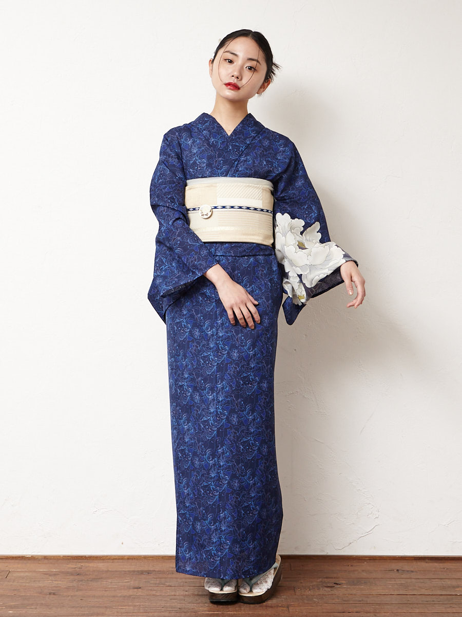 浴衣単品「 更紗牡丹 」(FREE ダークレッド): ふりふ ｜ミマツグループ