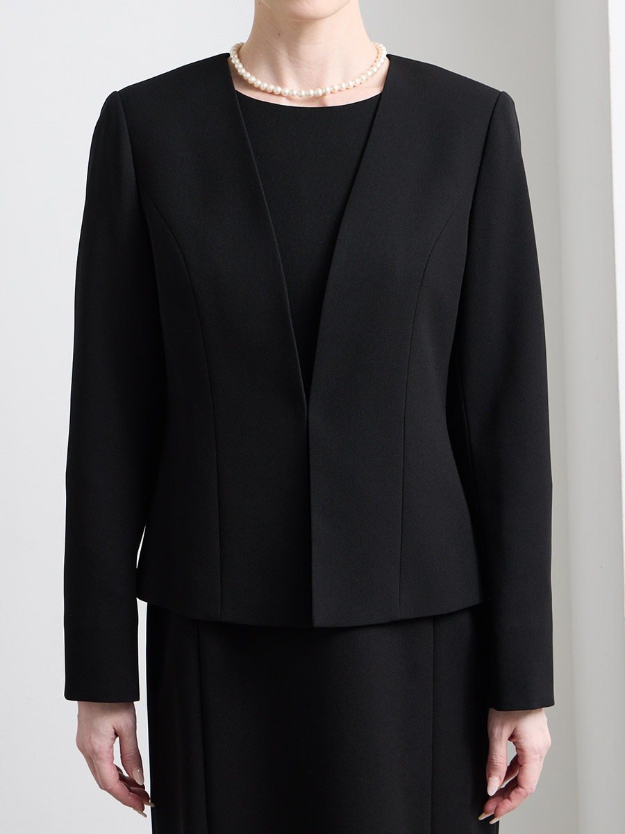 喪服・礼服】【ウォッシャブル】ブラックフォーマルアンサンブル（V