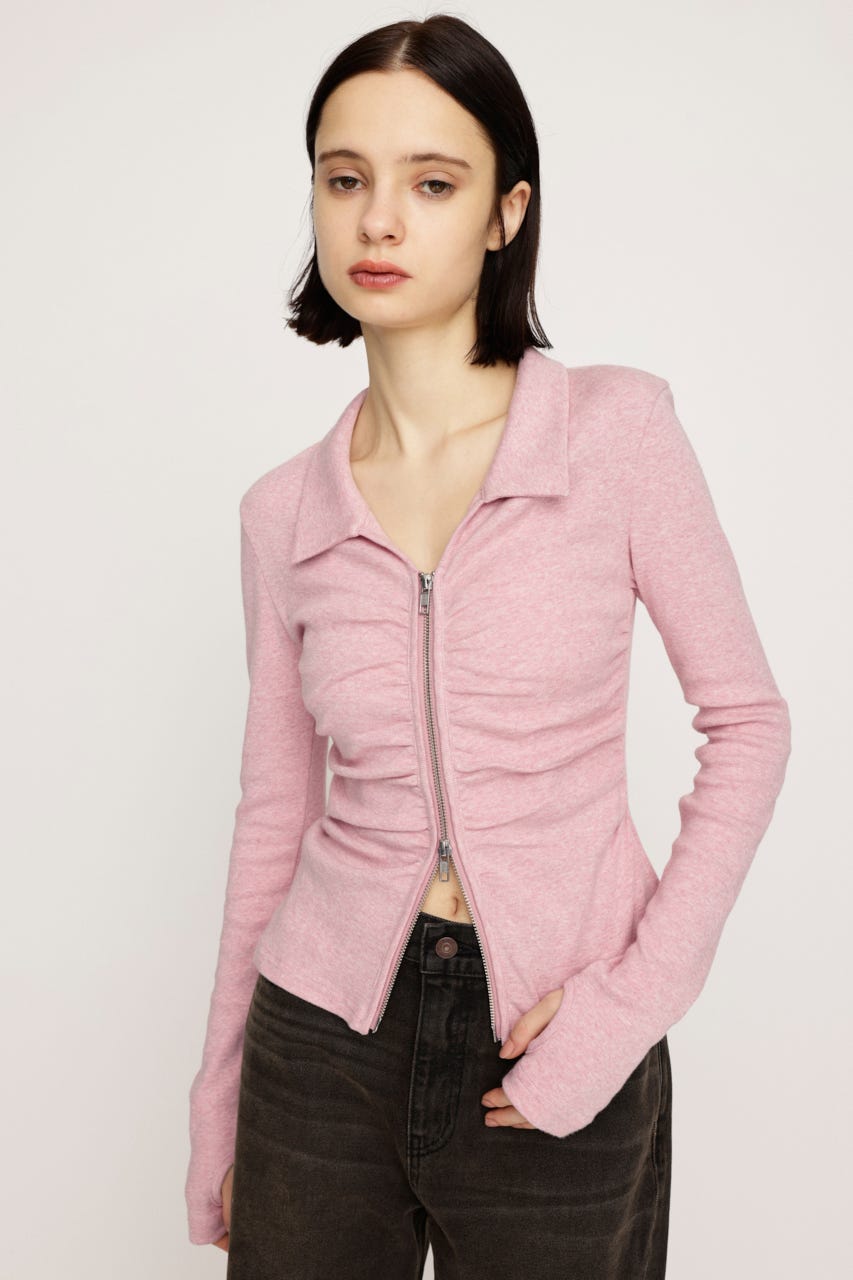 SLY | FRONT GATHER ZIP トップス (Tシャツ・カットソー(長袖) ) |SHEL