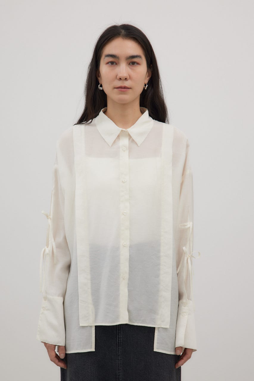 crie conforto | スリーブスラッシュシアーシャツ (シャツ・ブラウス