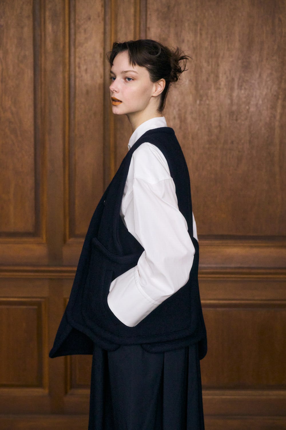 エンフォルド ENFOLD VEST DOCKING SHIRT リネンライク エンフォルド