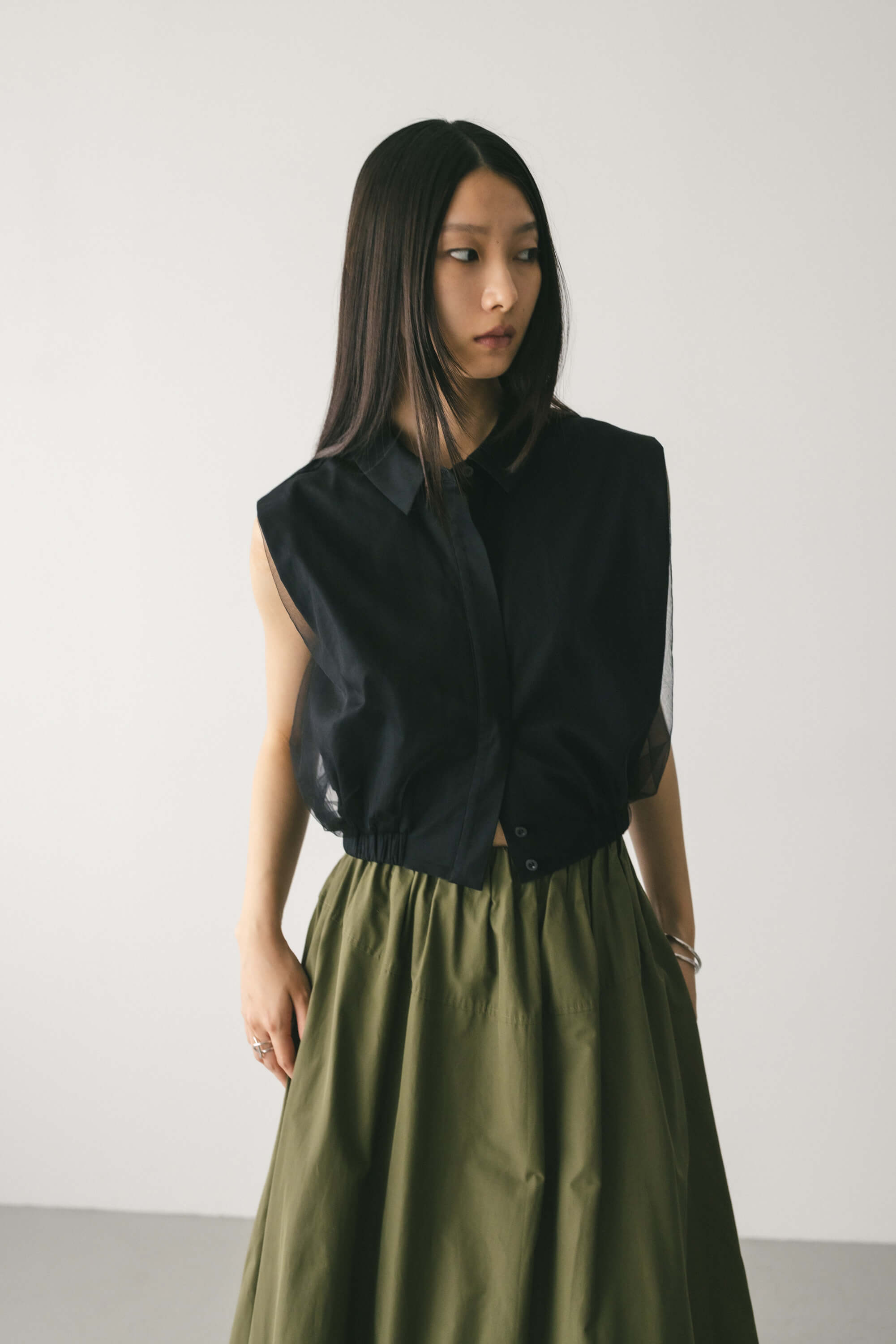 STYLEMIXER | チュールレイヤードシャツ (タンクトップ ) |SHEL'TTER