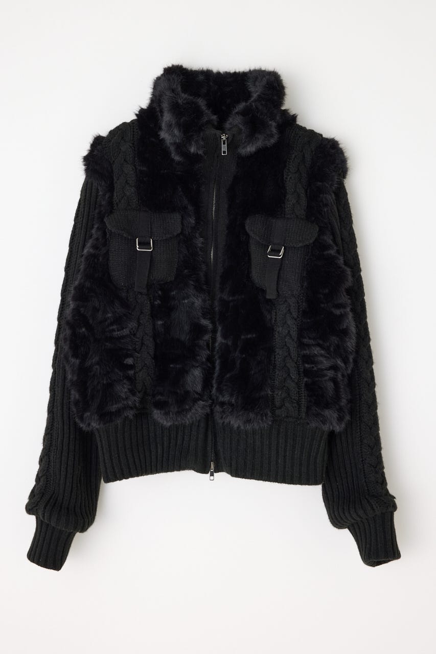 LAGUA GEM | CABLE KNIT FAUX FUR ブルゾン (ブルゾン ) |SHEL'TTER