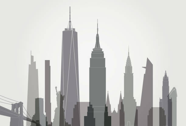 520+ Nyc Skyline With Freedom Tower Silhouette Stock Photos