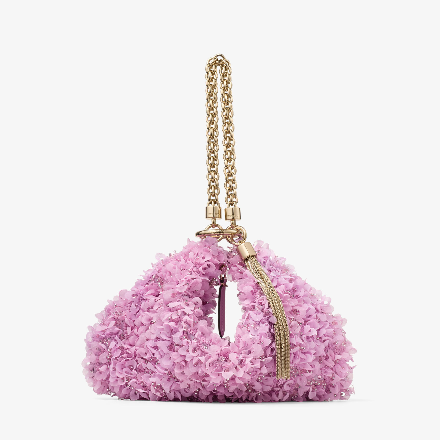 キャリー | ピオニー サテン・ペタル刺繍 クラッチバッグ | ジミー チュウ