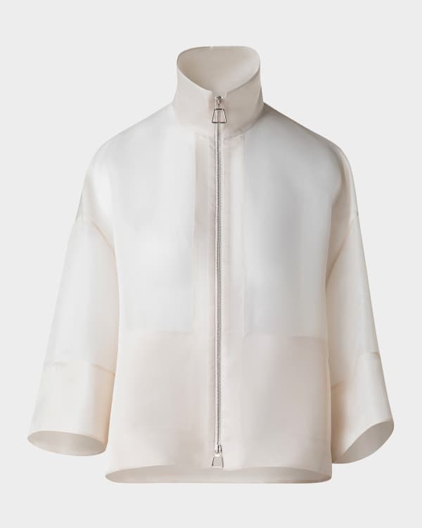 Giorgio Armani Cashmere-Blend Zip-Front Knit Jacket | Neiman Marcus