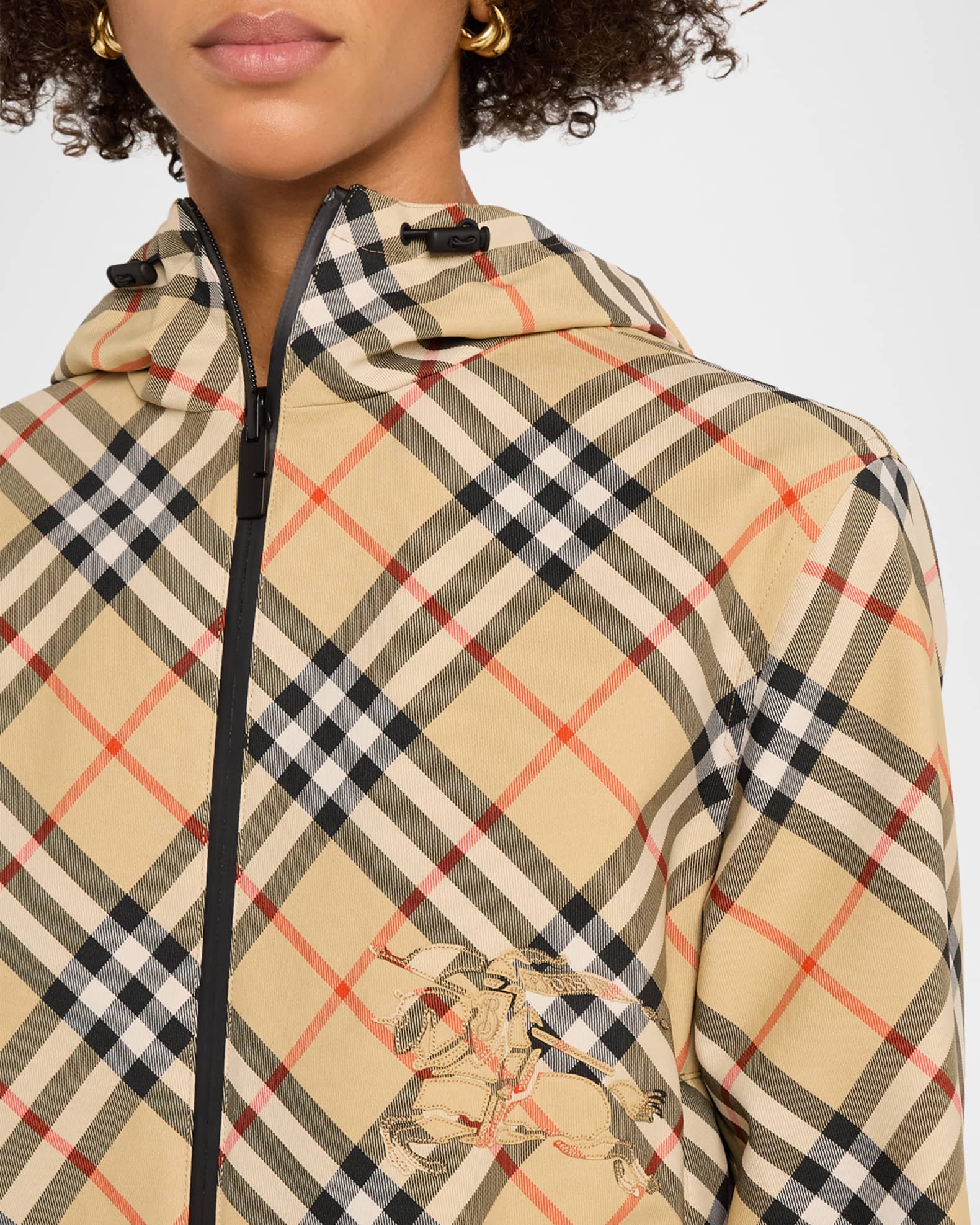 Burberry Reversible Check Crop Zip Jacket | Neiman Marcus