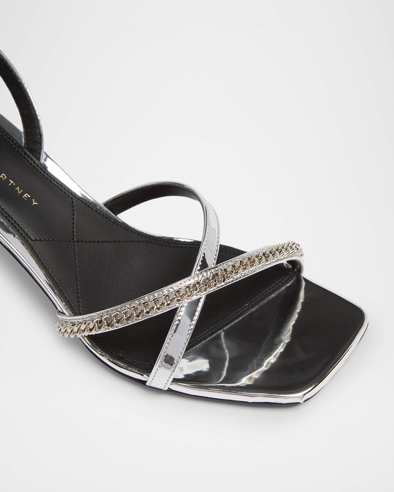 Stella McCartney 65mm Elsa Metallic Sandals | Neiman Marcus