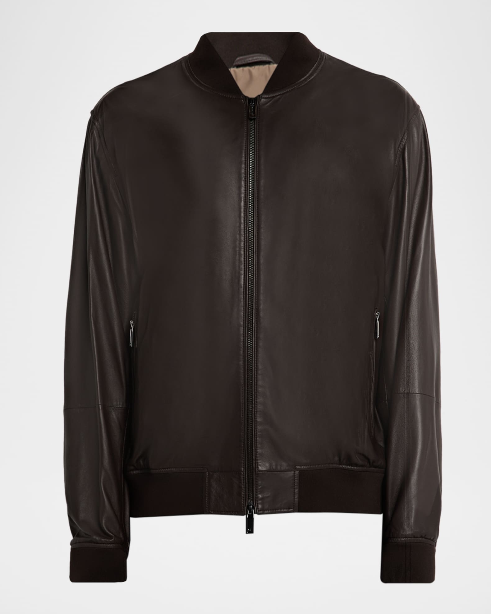 Emporio Armani Men's Leather Knit-Trim Jacket | Neiman Marcus