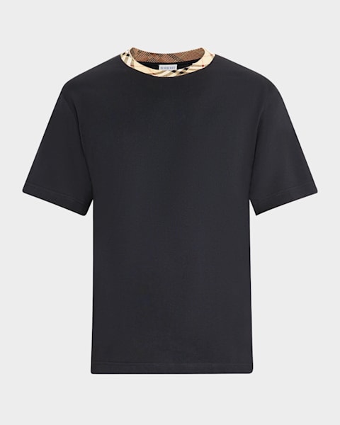 Burberry Men's Check-Trim Cotton T-Shirt | Neiman Marcus