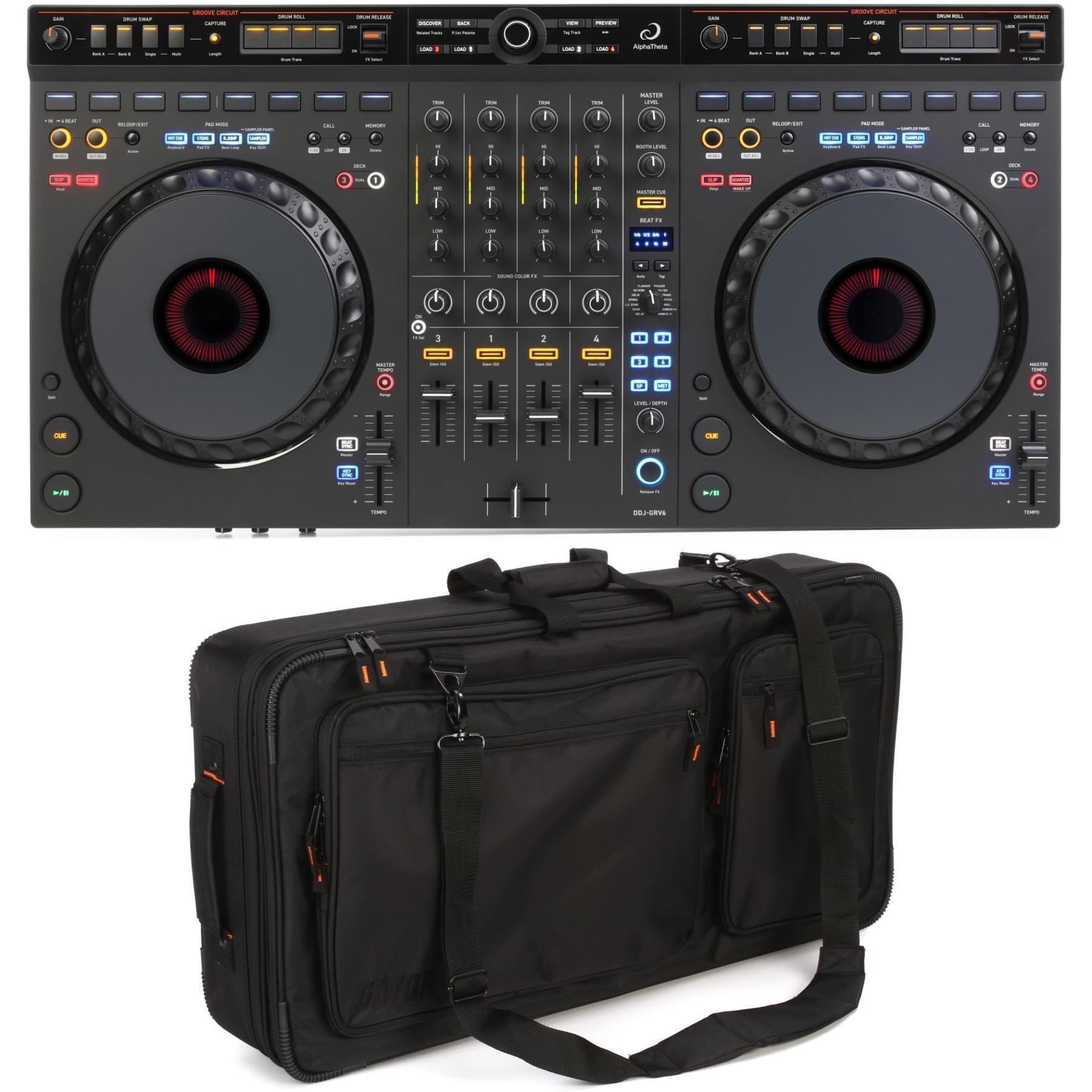 AlphaTheta DDJ-GRV6 4-channel DJ Controller with Controller Bag