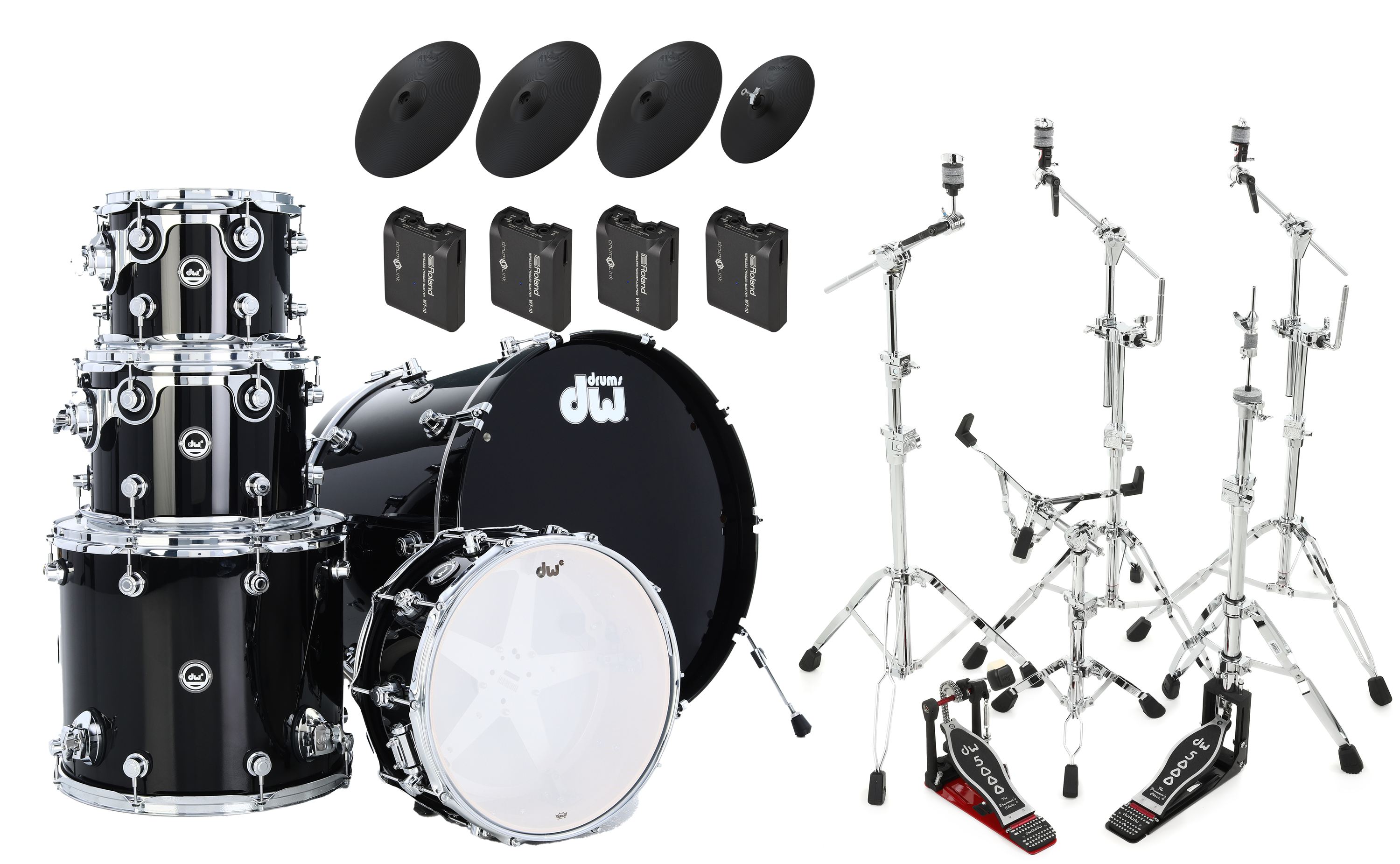 DW DWe 5-piece Drum Kit Bundle with Roland Electronic Cymbals and