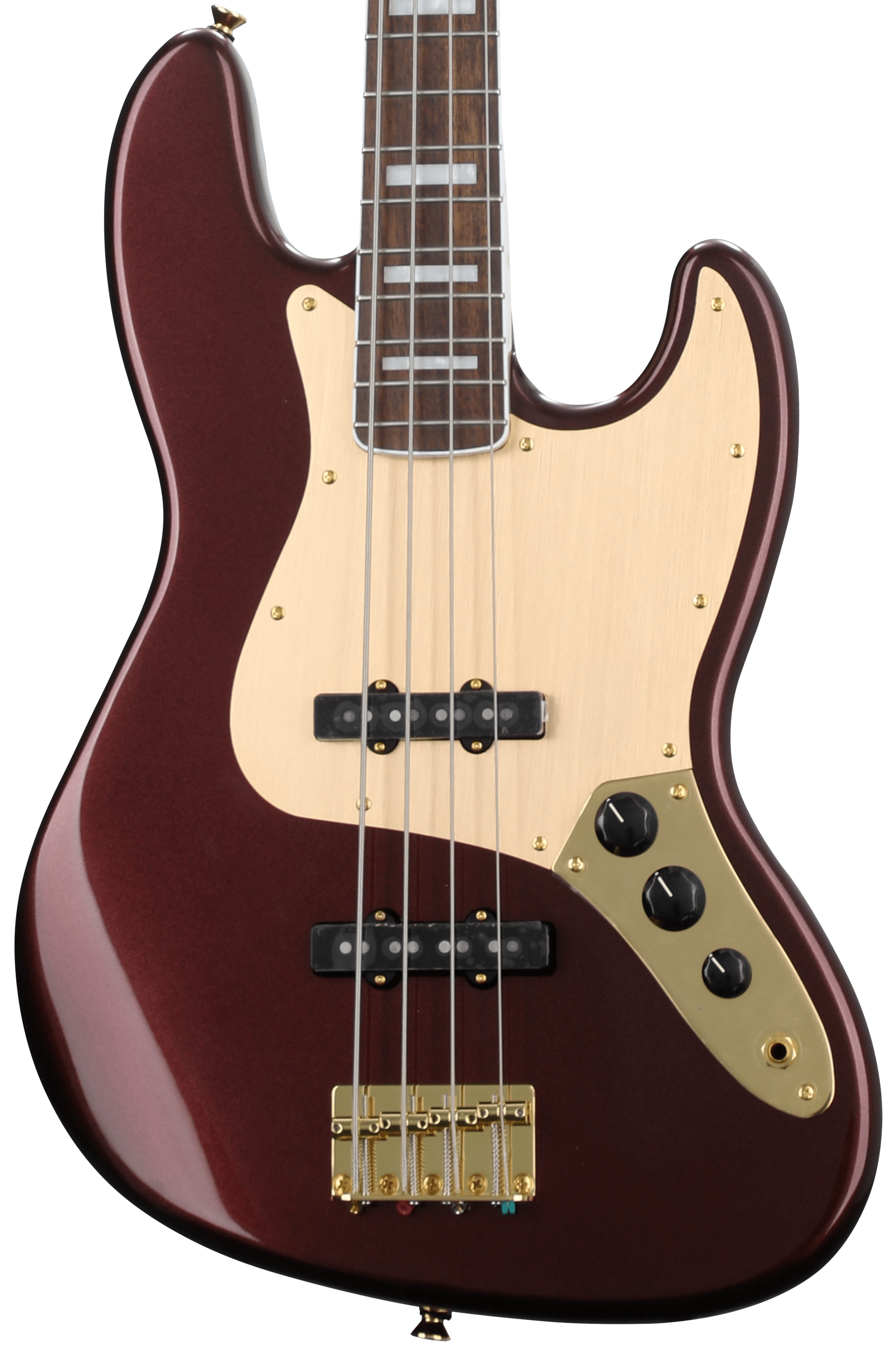 Squier 40th Anniversary Gold Edition Jazz Bass - Ruby Red Metallic