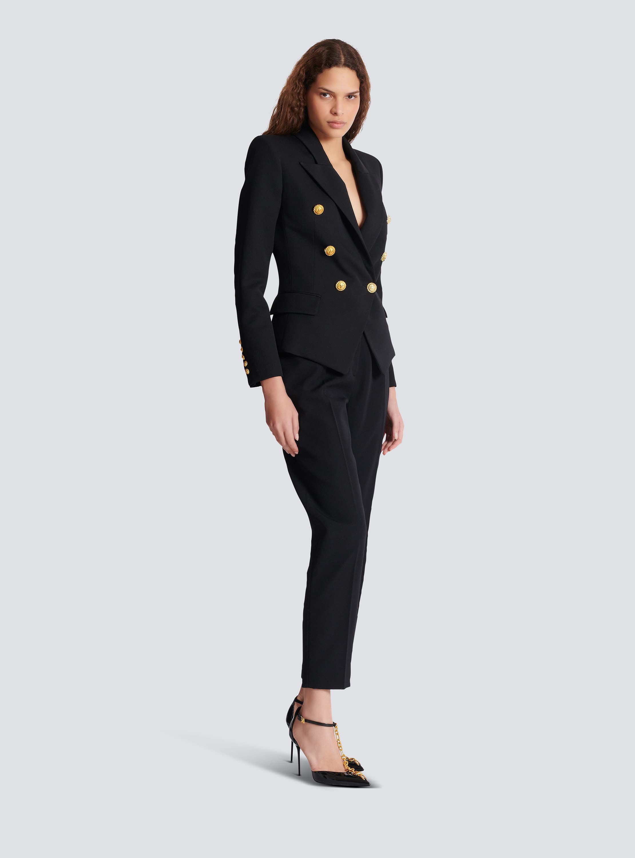 Grain de poudre 6-buttons fitted jacket black black - Women | BALMAIN
