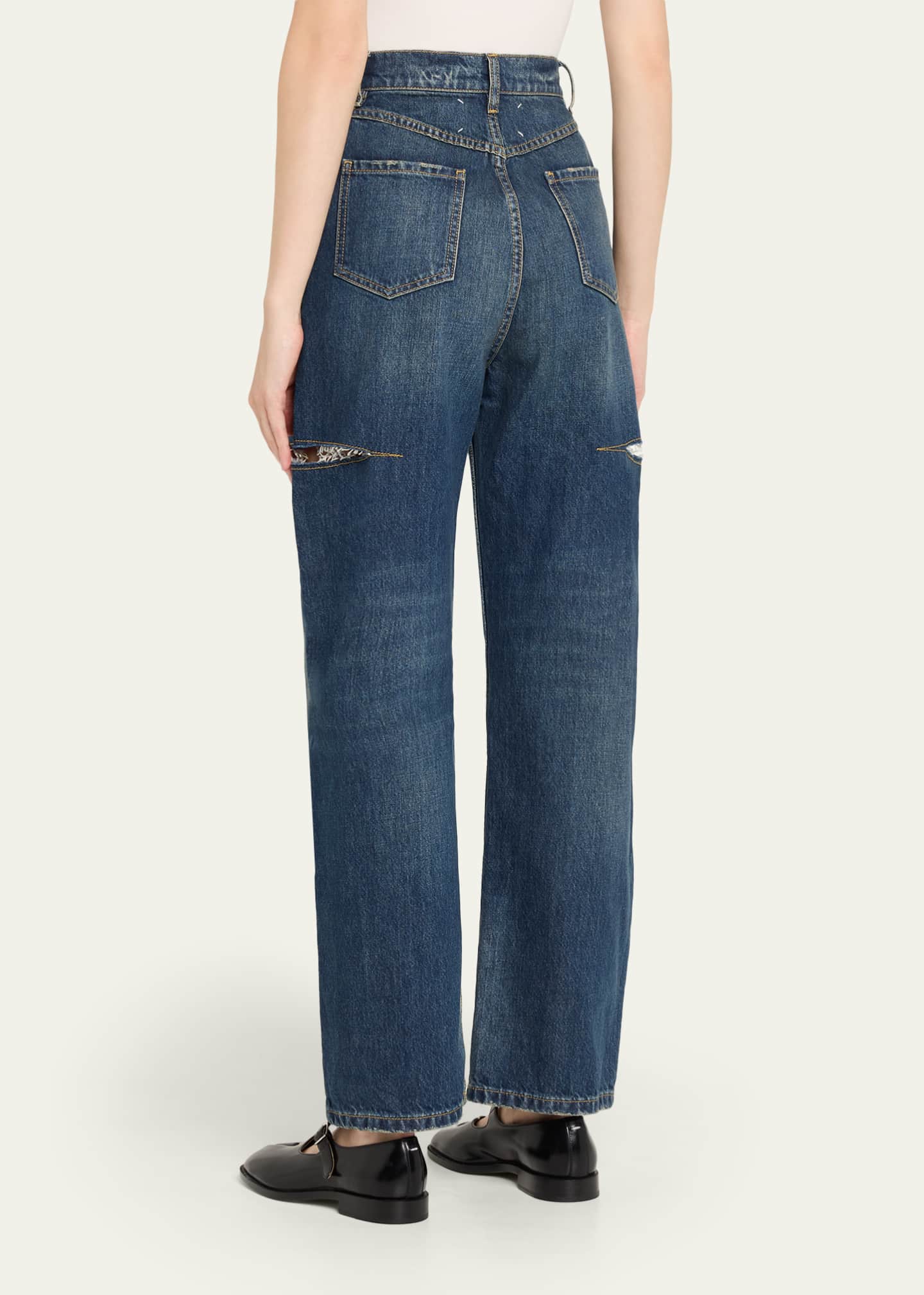 Maison Margiela Slash Slit Barrel-Leg Jeans - Bergdorf Goodman