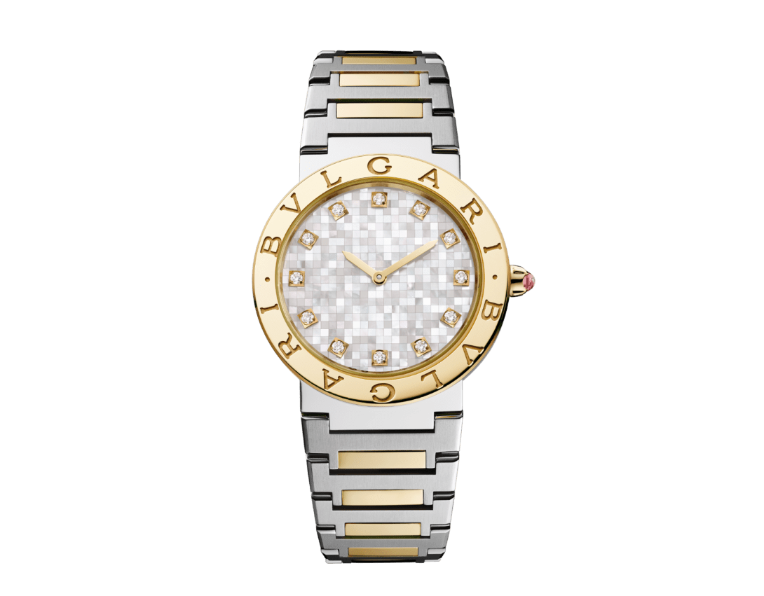 Yellow gold and steel Bvlgari Bvlgari Watch with Diamonds, Mother