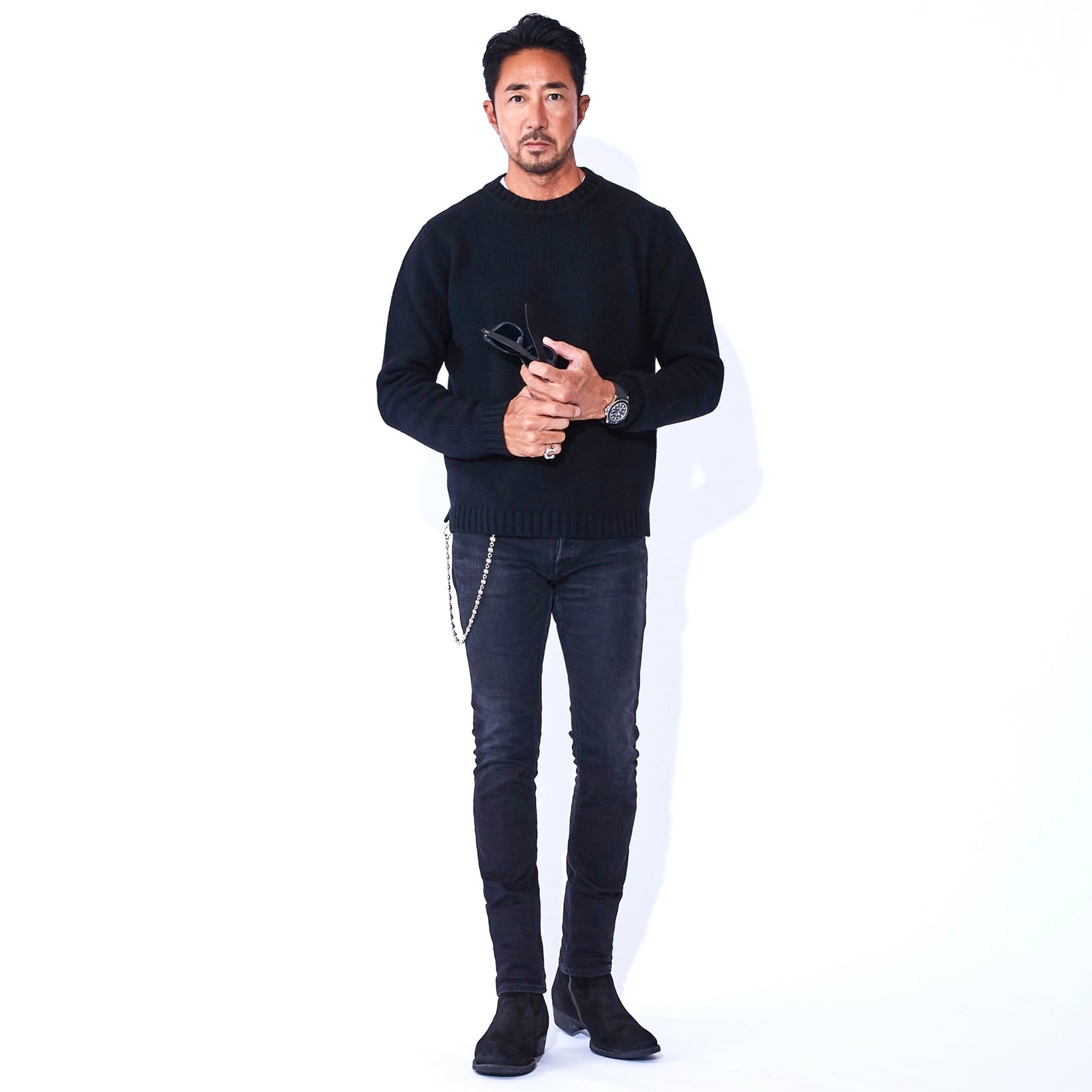 カシミヤ ミドルゲージクルーニット ブラック – MINIMAL WARDROBE