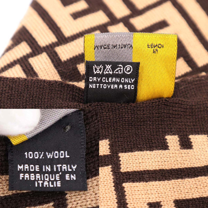 フェンディ FENDI マフラー ストール ズッカ ブラウン ウール素材