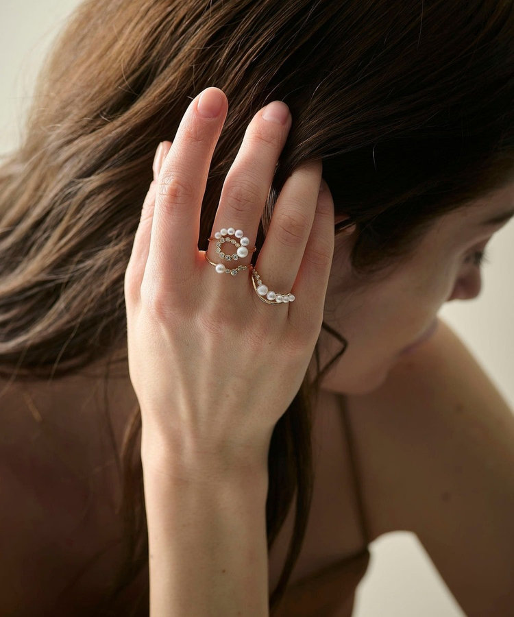 K18YG スケール パール/ダイヤモンド リング（202002） ｜ women