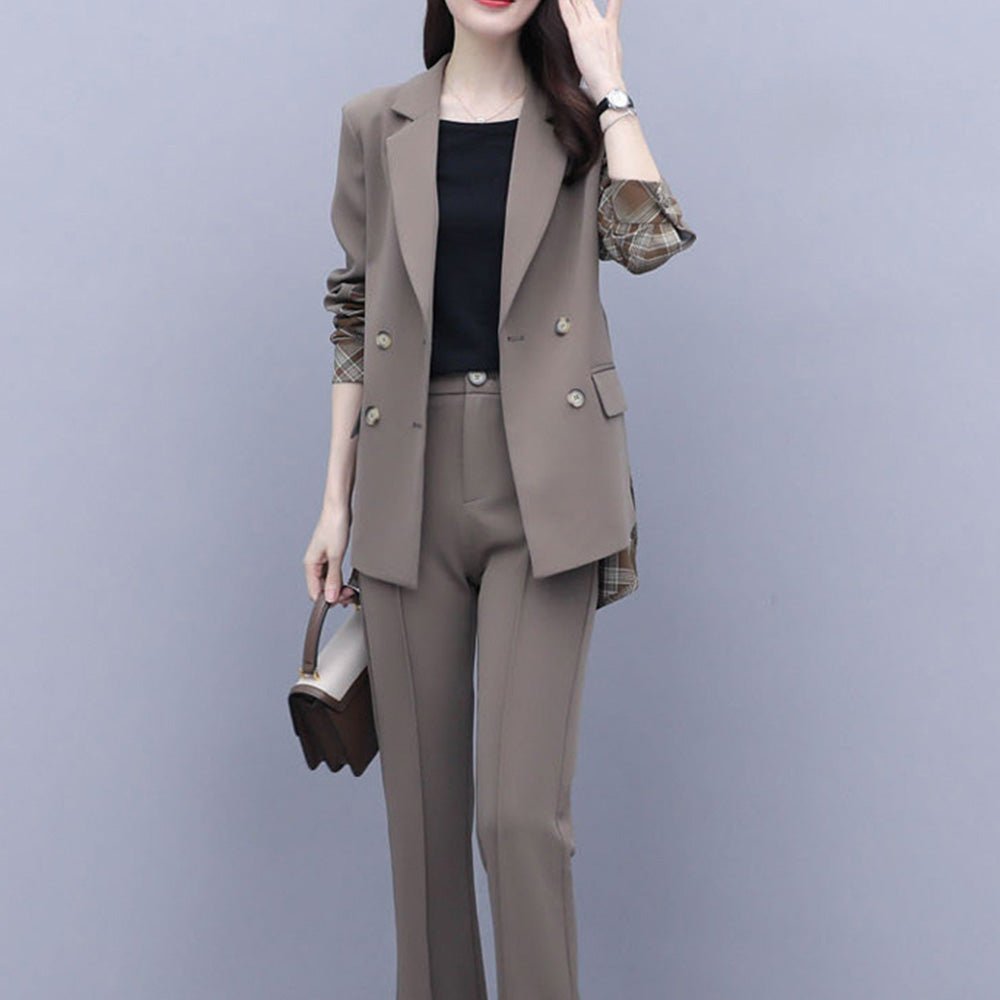 バックチェックジャケットパンツセットアップ｜オフィスカジュアル