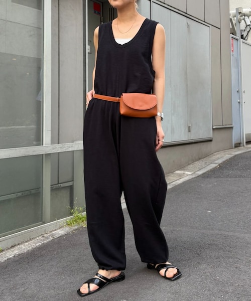 willow】【新色追加】スラブ裏毛裾ドロストオールインワン｜チャオ