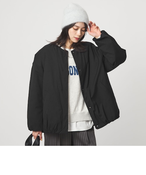 size SHORTあり］パフィー ノーカラー ブルゾン 撥水 保温性