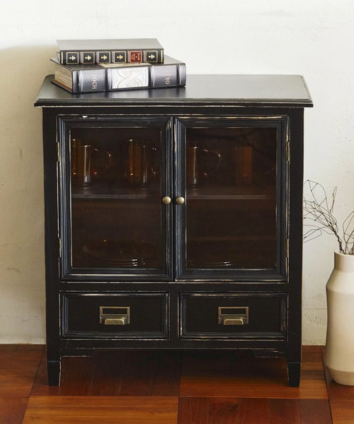 WEB限定ガラスキャビネット／ブラックアンティーク｜サリュの通販