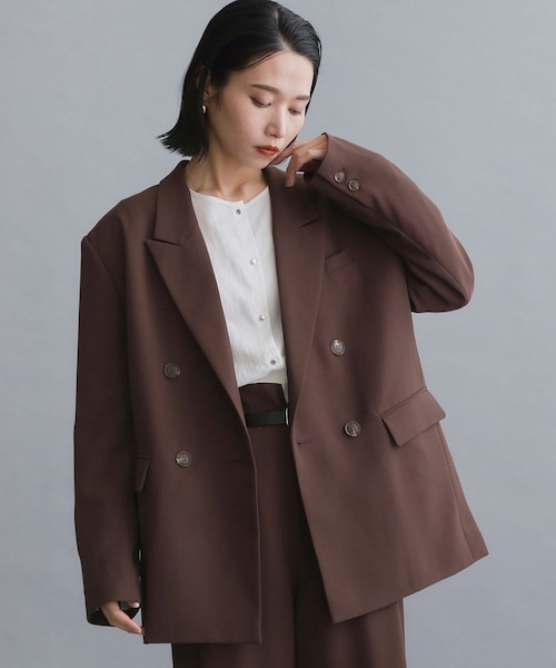es】ダブルブレストテーラードジャケット/セットアップ対応可【洗える