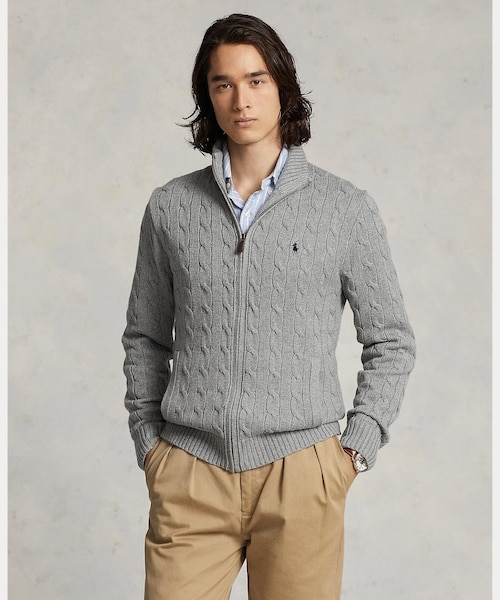 ケーブルニット コットン フルジップ セーター｜ポロ ラルフ ローレン