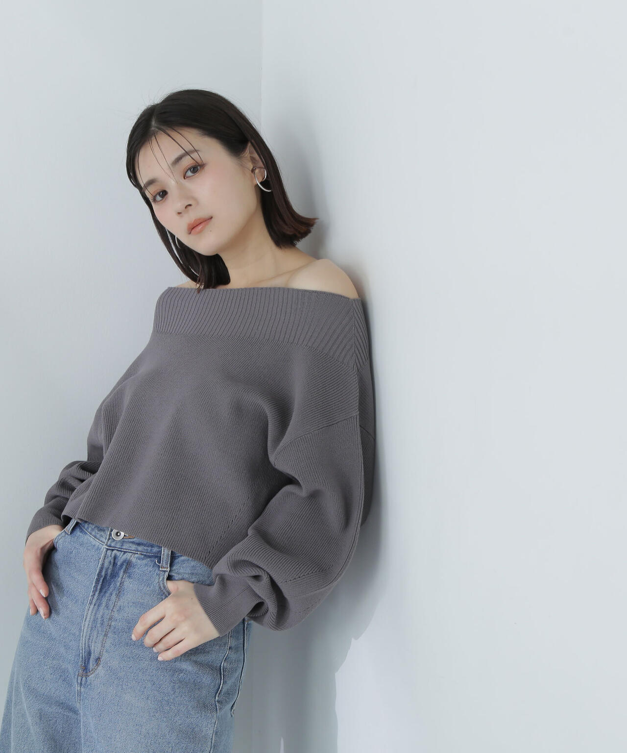 クロップドオフショルニット | NATURAL BEAUTY BASIC（ナチュラル