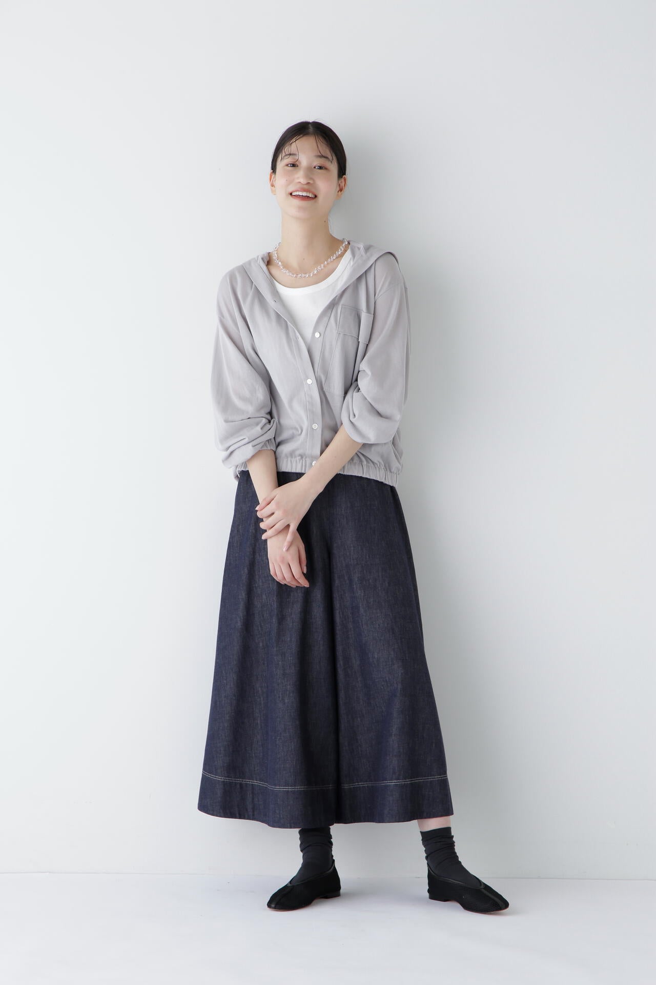 ライトオンスデニムフレアースカーチョ | human woman（ヒューマン