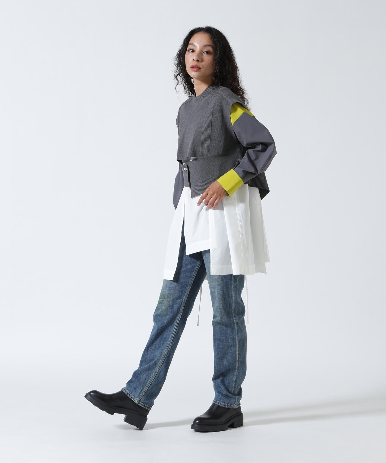 UN3D./アンスリード/KNIT VEST DOCKING SHIRT/ニットベストドッキング