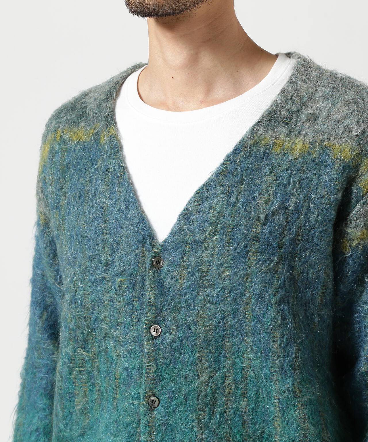 YOKE/ヨーク/KID MOHAIR WOOL BRUSHED TREE JAQUARD CARDIGAN | GARDEN