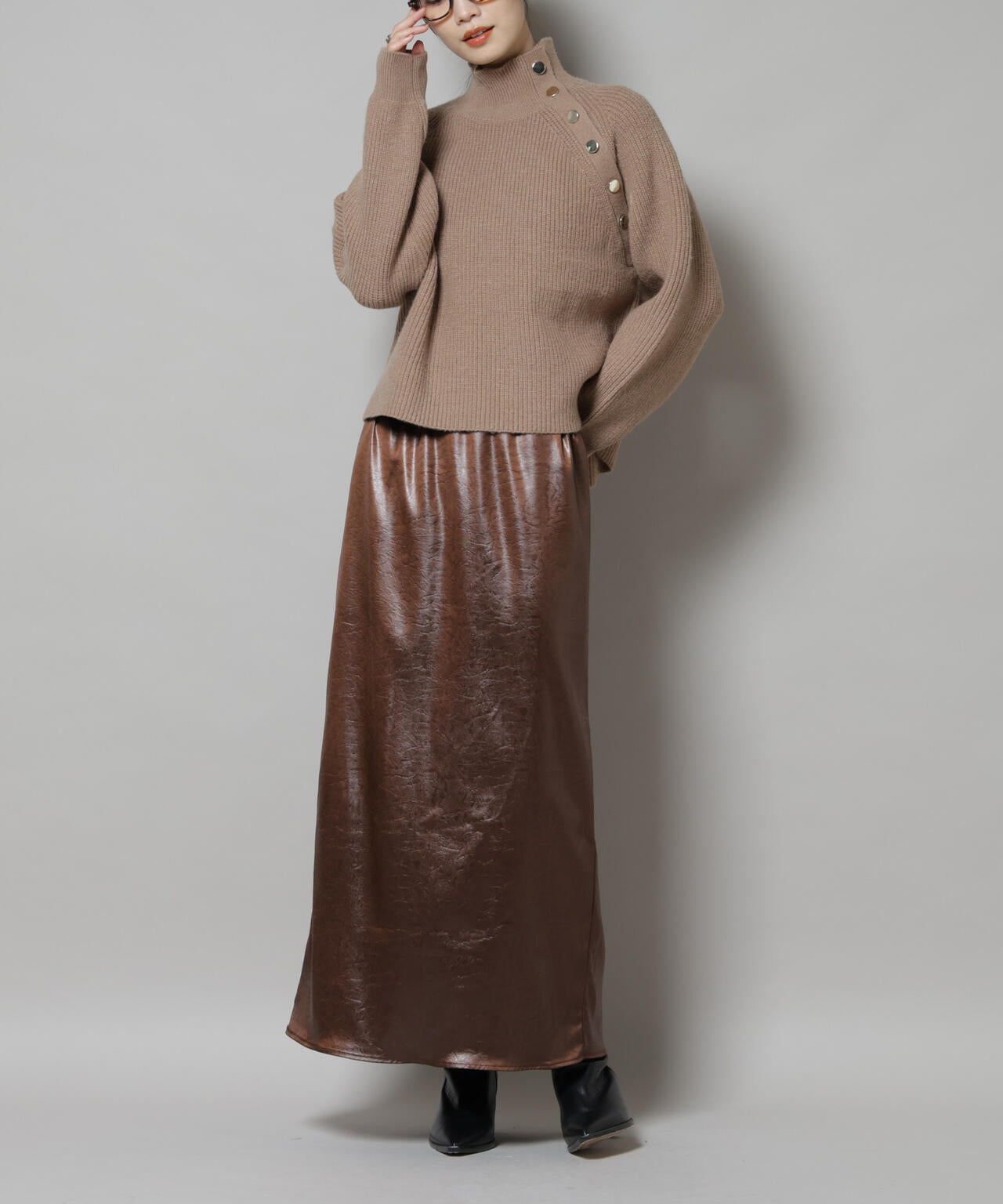 レザーライクシャイニースカート | NANO universe（ナノ・ユニバース