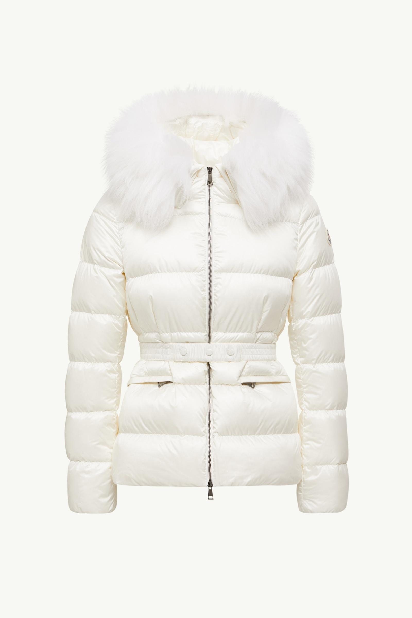 White Boed Hooded Shearling-Trimmed Short Down Jacket - Short Down