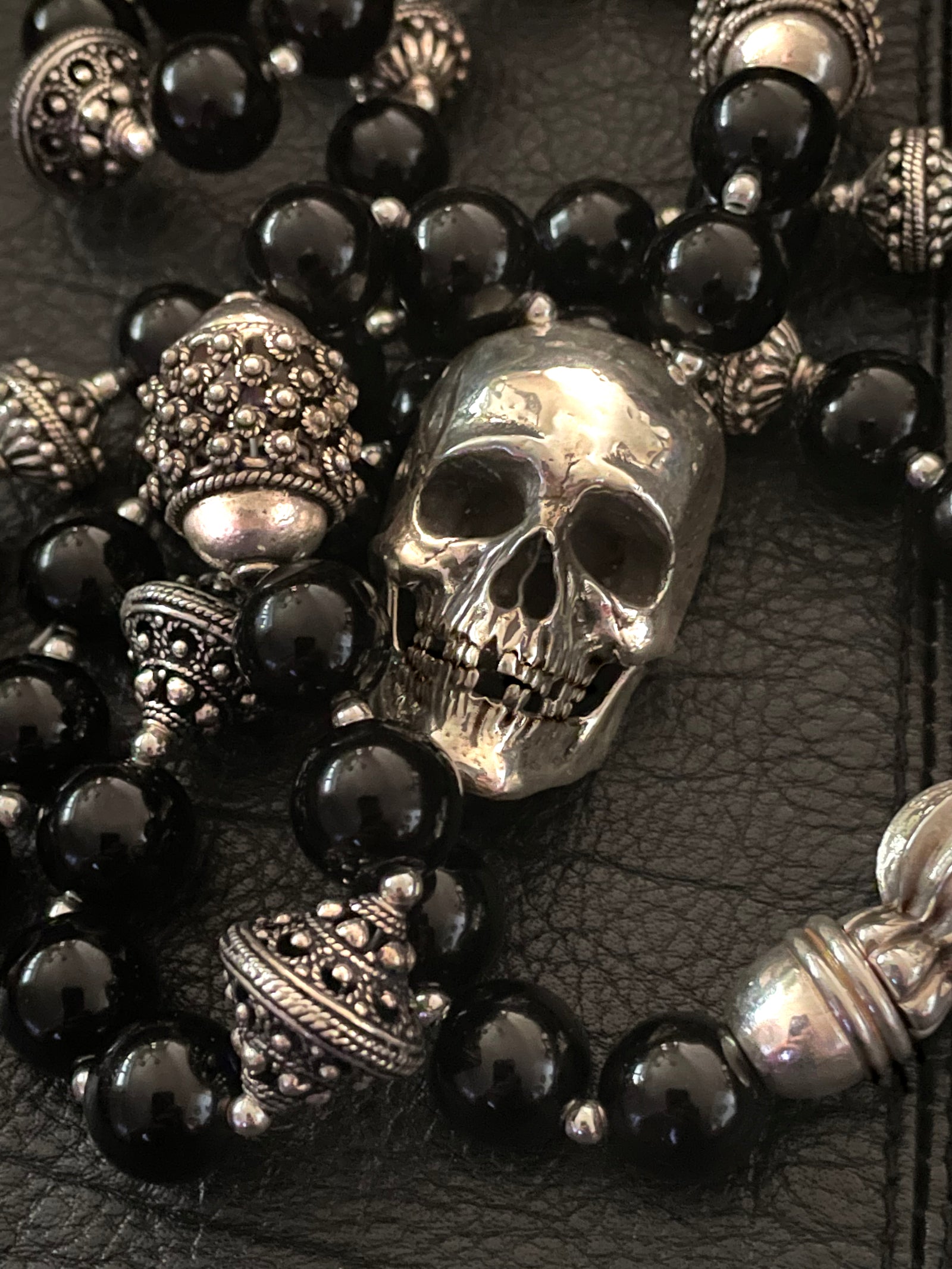 Black Onyx Skull Mala Chain Necklace – Mortis Ores