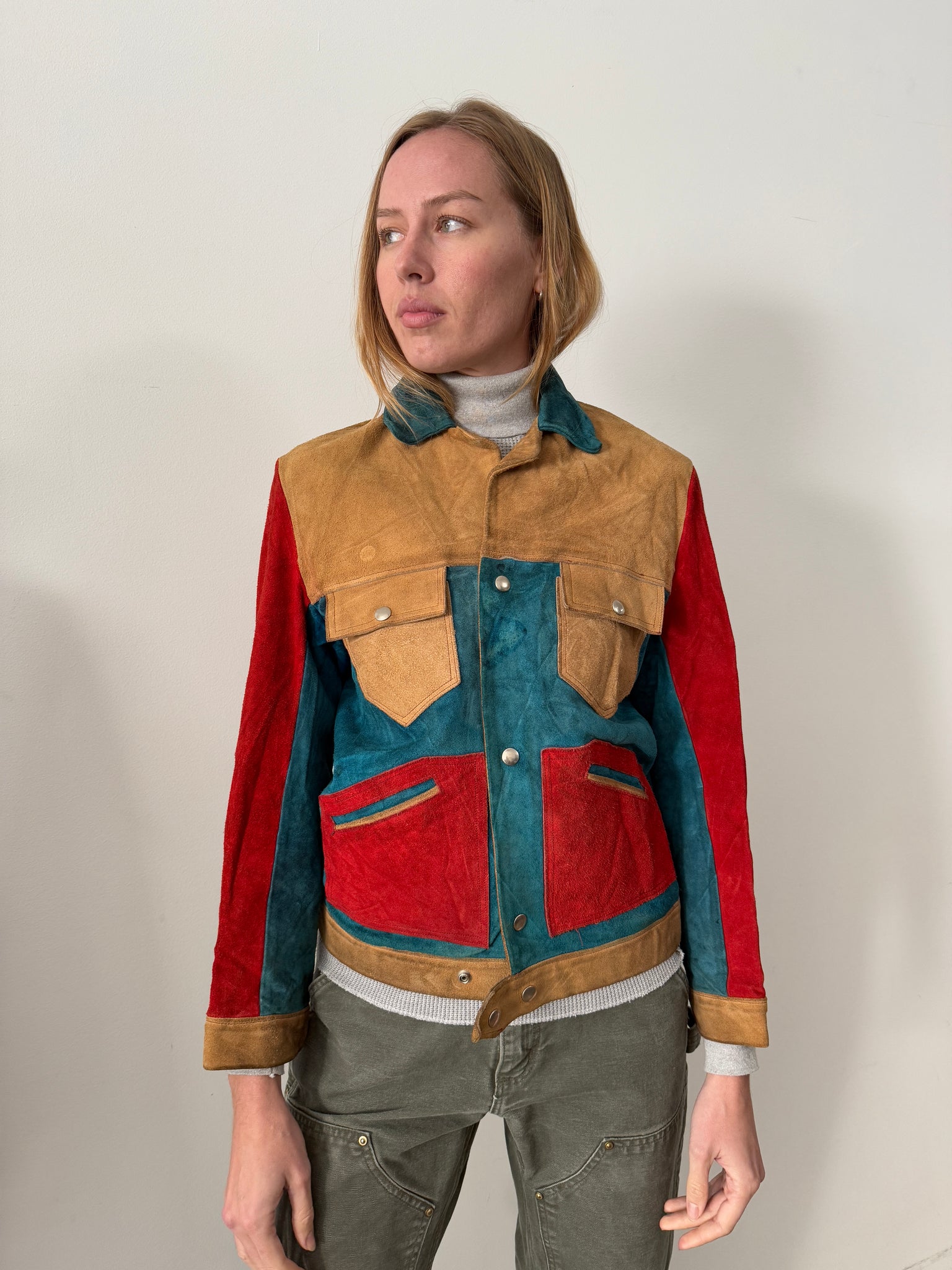 60s/70s Color-Block Suede Trucker Jacket – mothfood shop