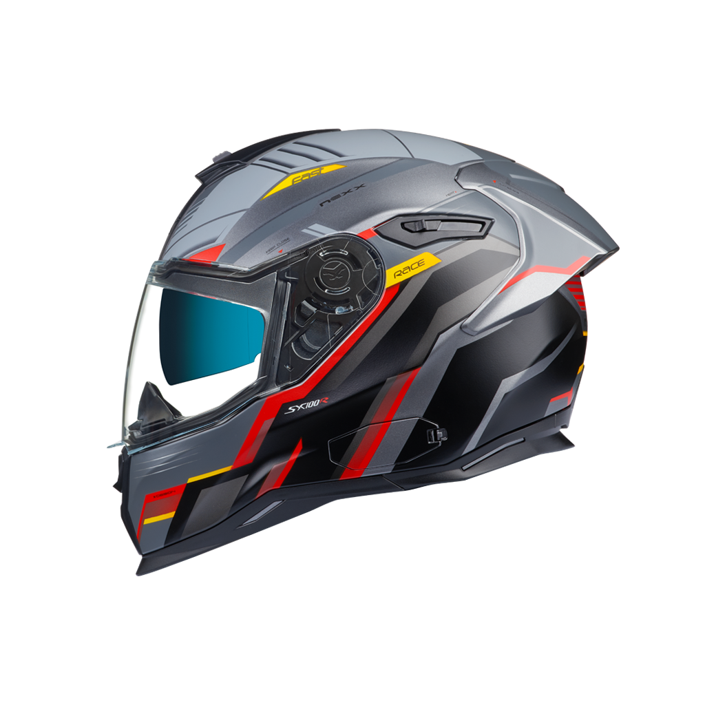 NEXX SX.100R GRIDLINE MAT GRİ-KIRMIZI KASK - Motosiklet Aksesuarları