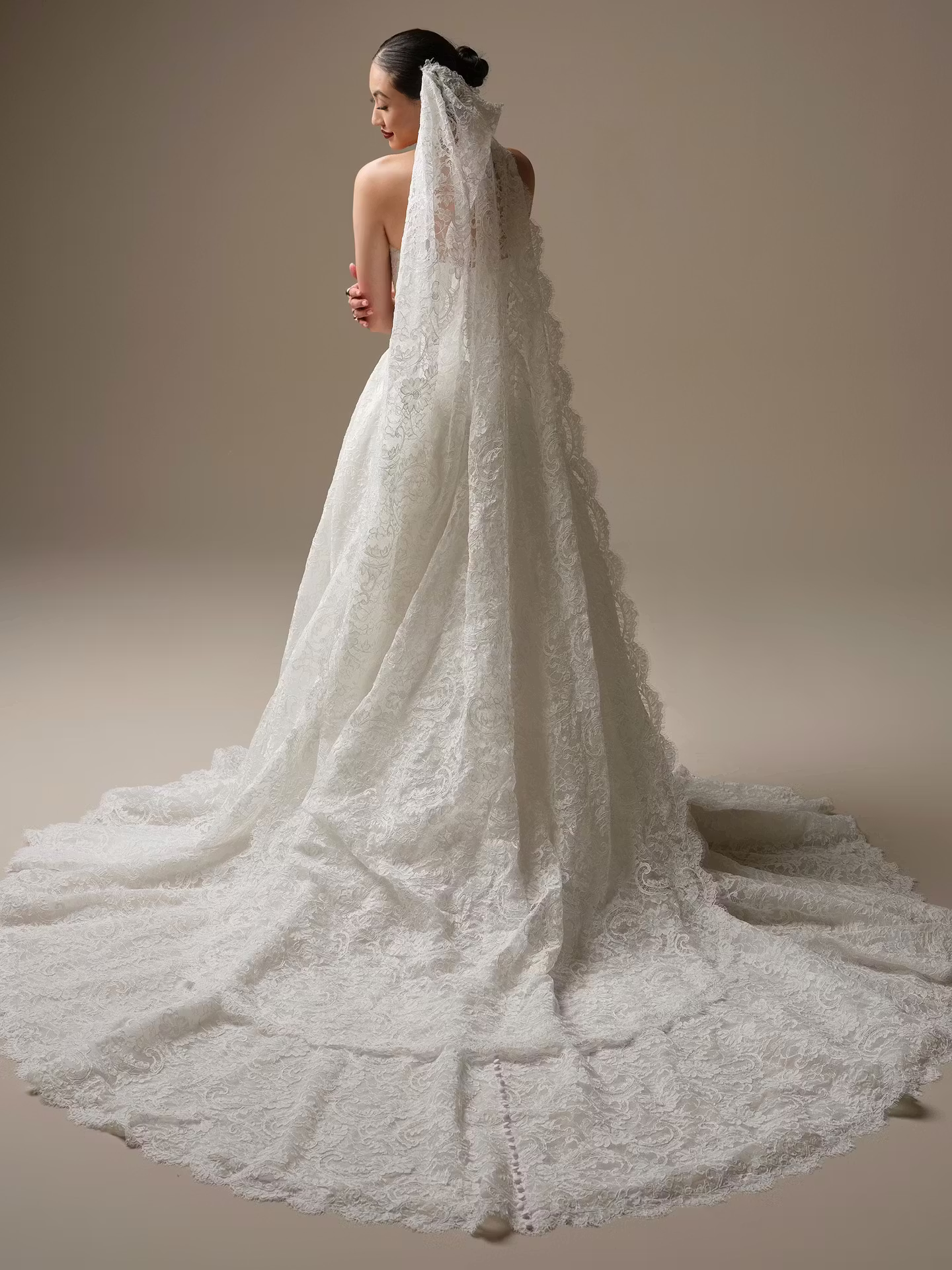 Tamar Waltz Veil with Unembellished Lace | Sottero and Midgley