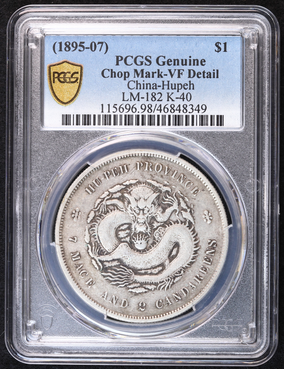 光緒元寶 湖北省造 1ドル （1895）PCGS Chop Mark-VF Detail