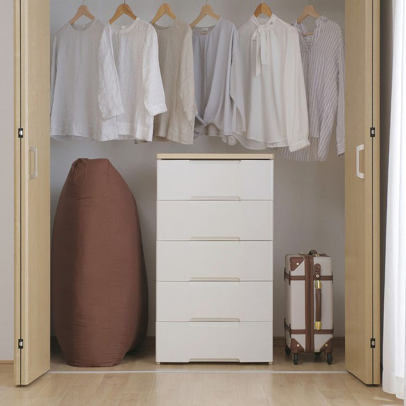 棚 ウッドトップチェスト W560 × D415 × H1000mm ホワイト/ペアー