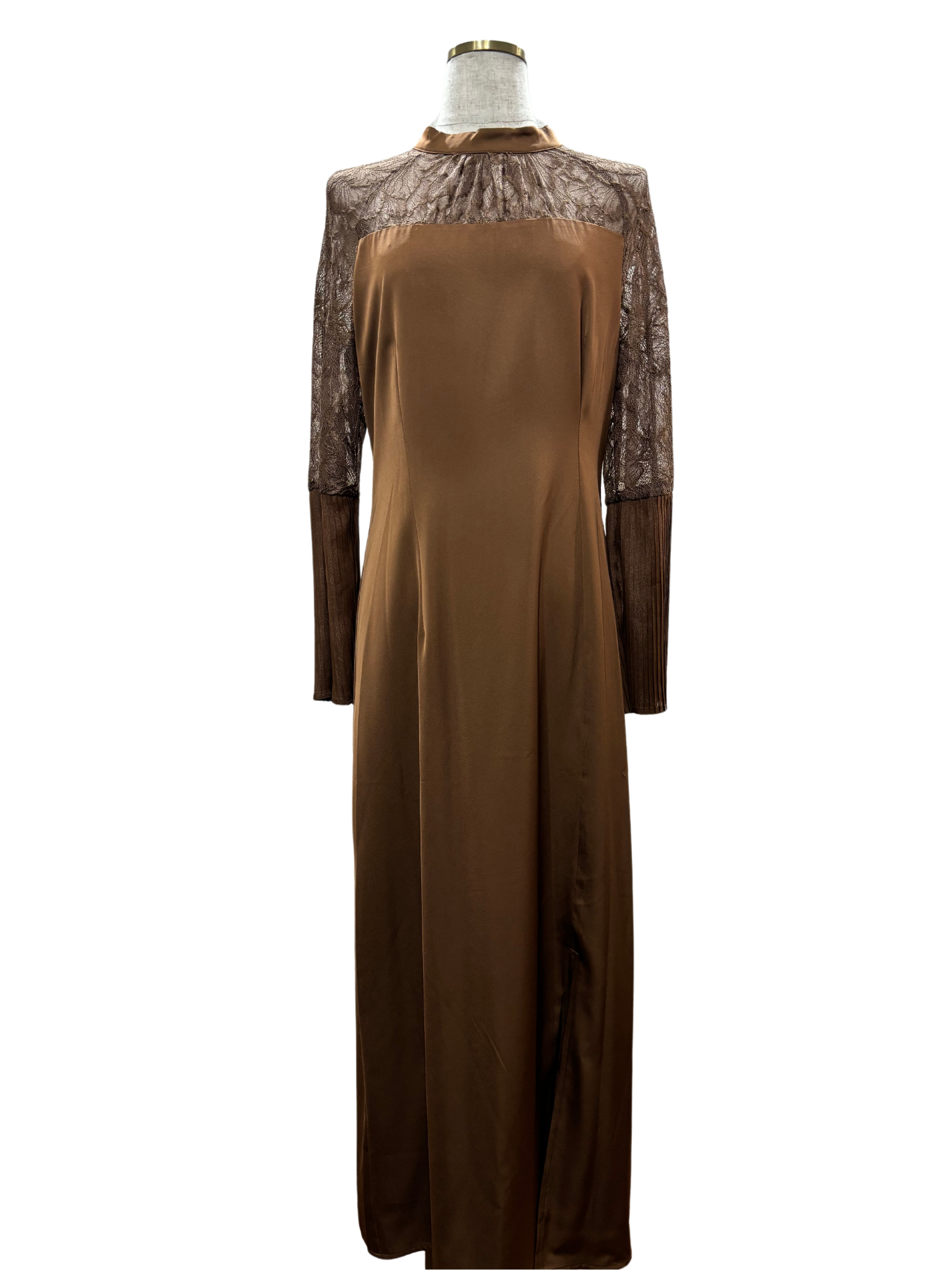 レース切替スリットAラインロングドレスワンピース – ドレスル