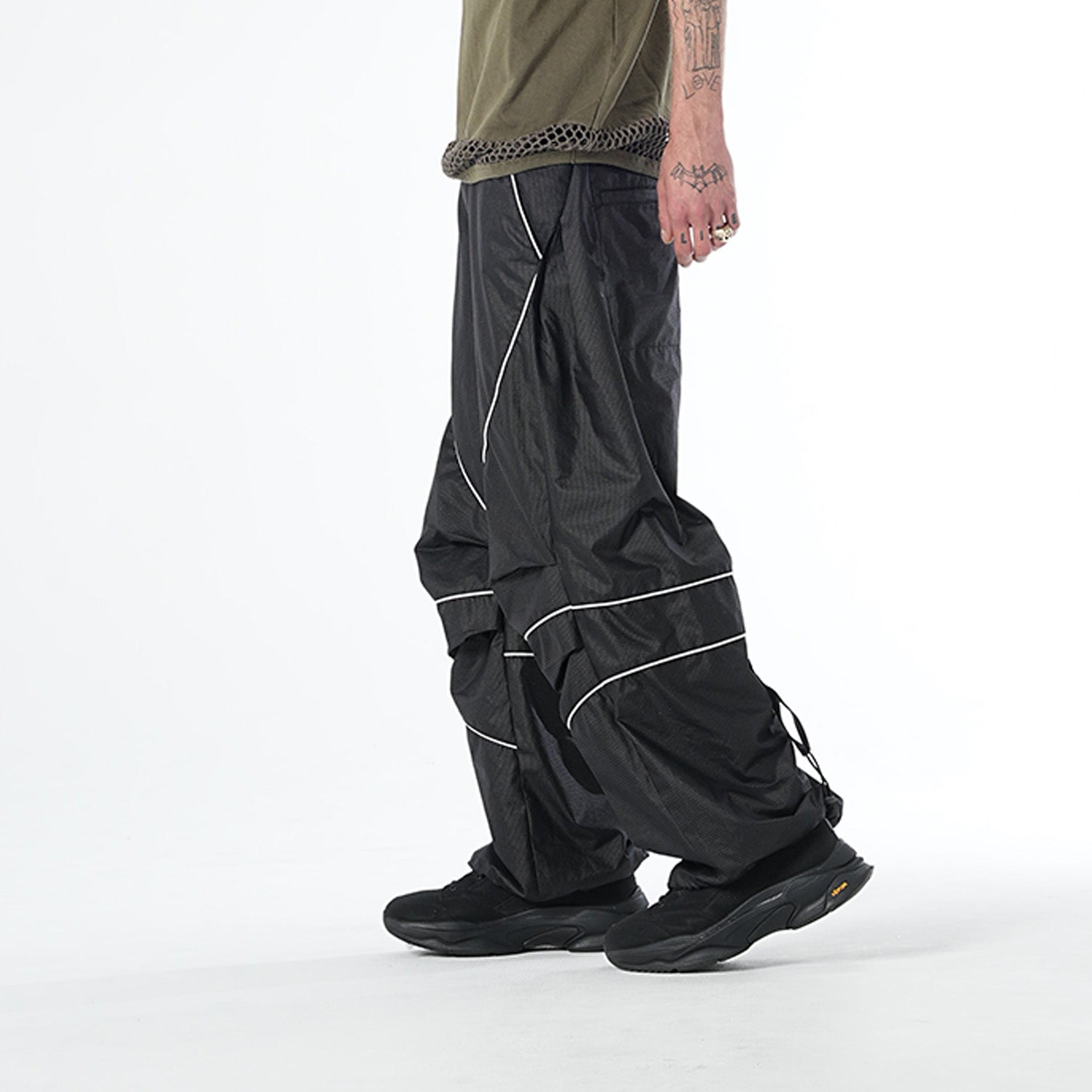 MUZE TURQUOISE LABEL - PIPING WIDE PANTS(BLACK)ミューズ パイピング