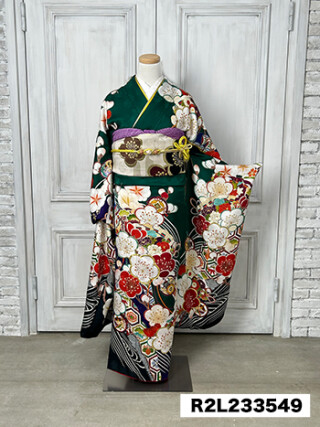 二十歳振袖館Az 足立店の振袖 /緑色/白色/古典/梅柄/ 振袖R2L233549