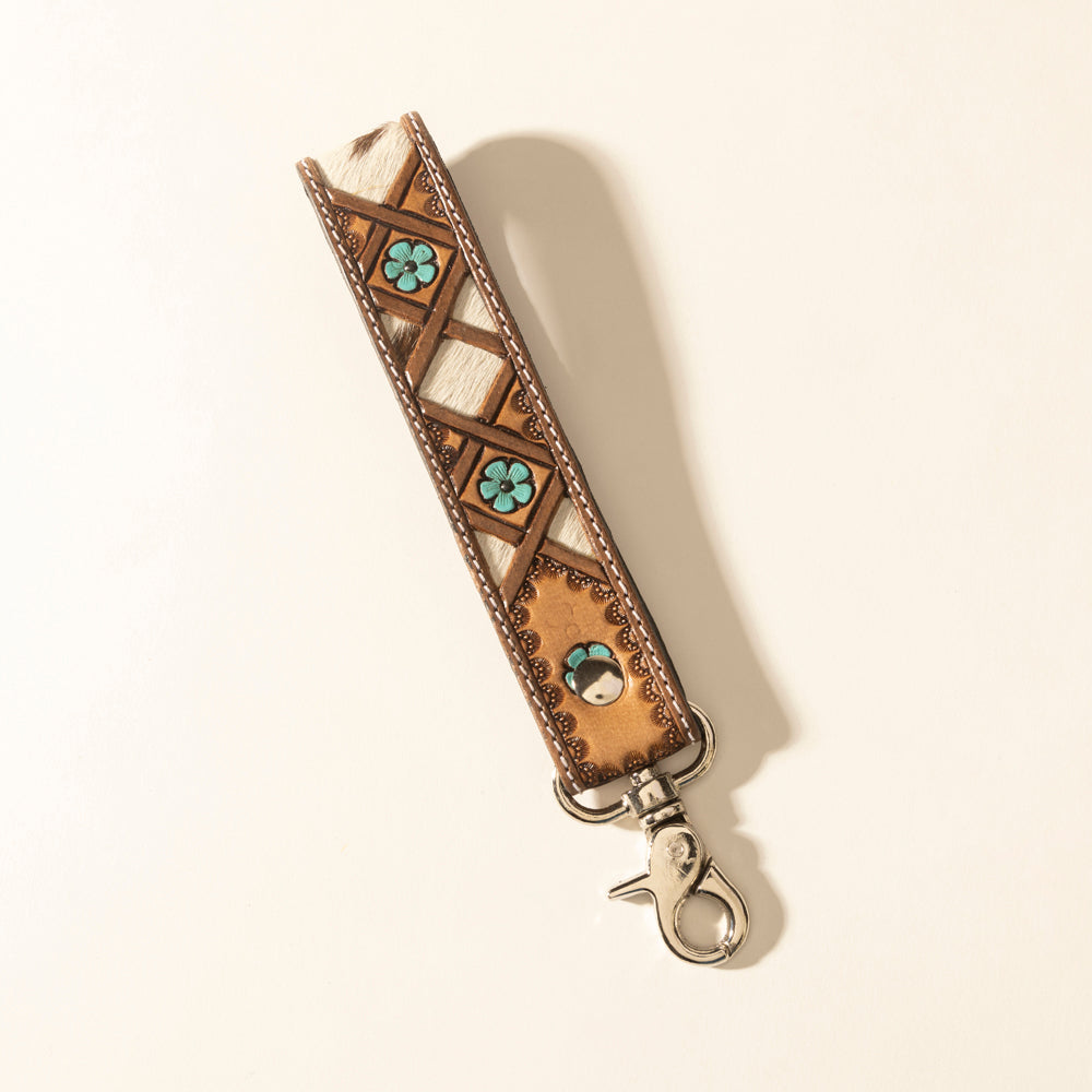 Myra Moonflower Handtooled Leather Keyfob in Sienna Sky – Myra USA